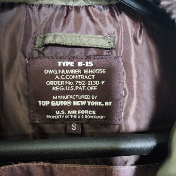 Top Gun B-15 Men's Flight Bomber Jacket with Patches Size Small - Picture 4 of 10
